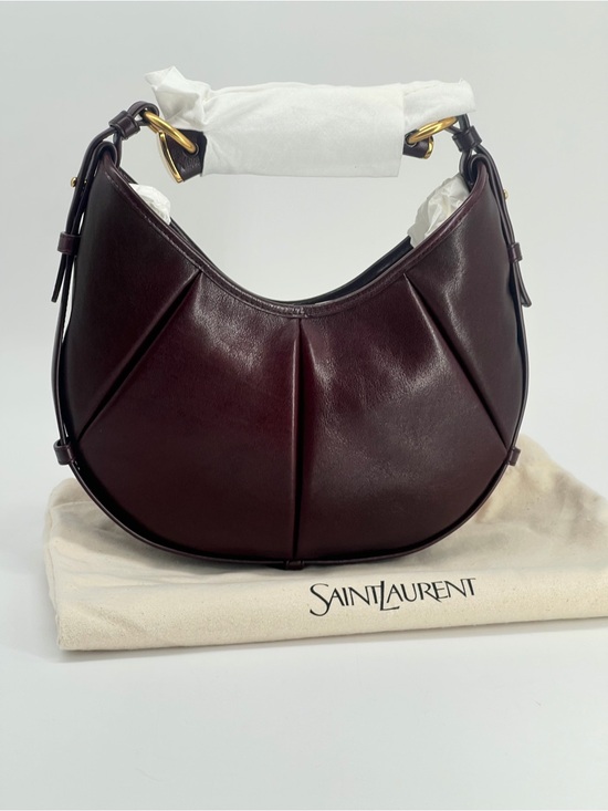 Saint Laurent Handbags - Saint Laurent Small Mombasa Burgundy Leather Top Handle Bag
